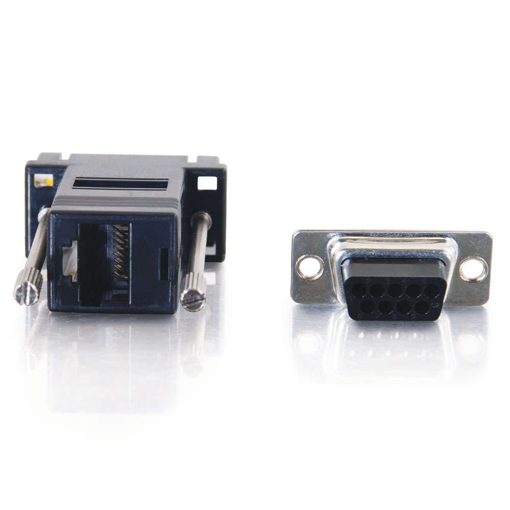 RJ45 to DB9 Female Serial RS232 Modular Adapter - Black