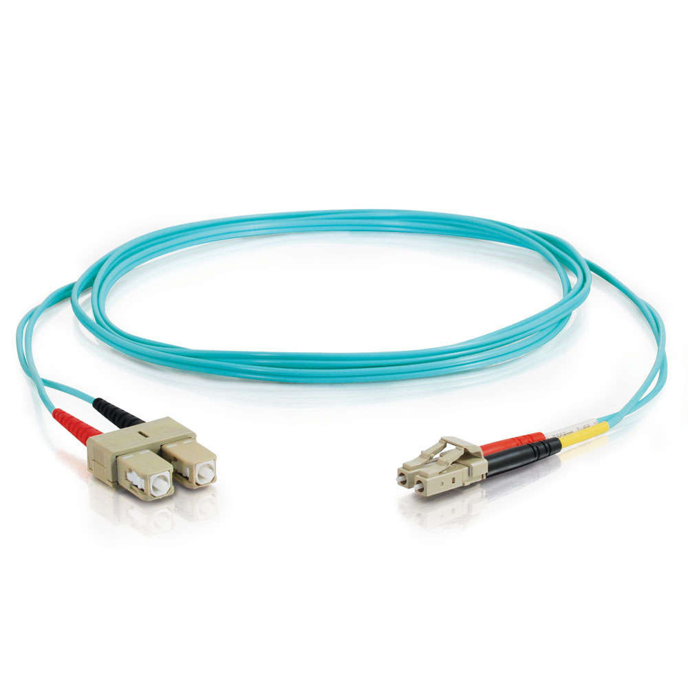 LC-SC 10Gb 50/125 OM3 Duplex Multimode PVC Fiber Optic Cable - Aqua