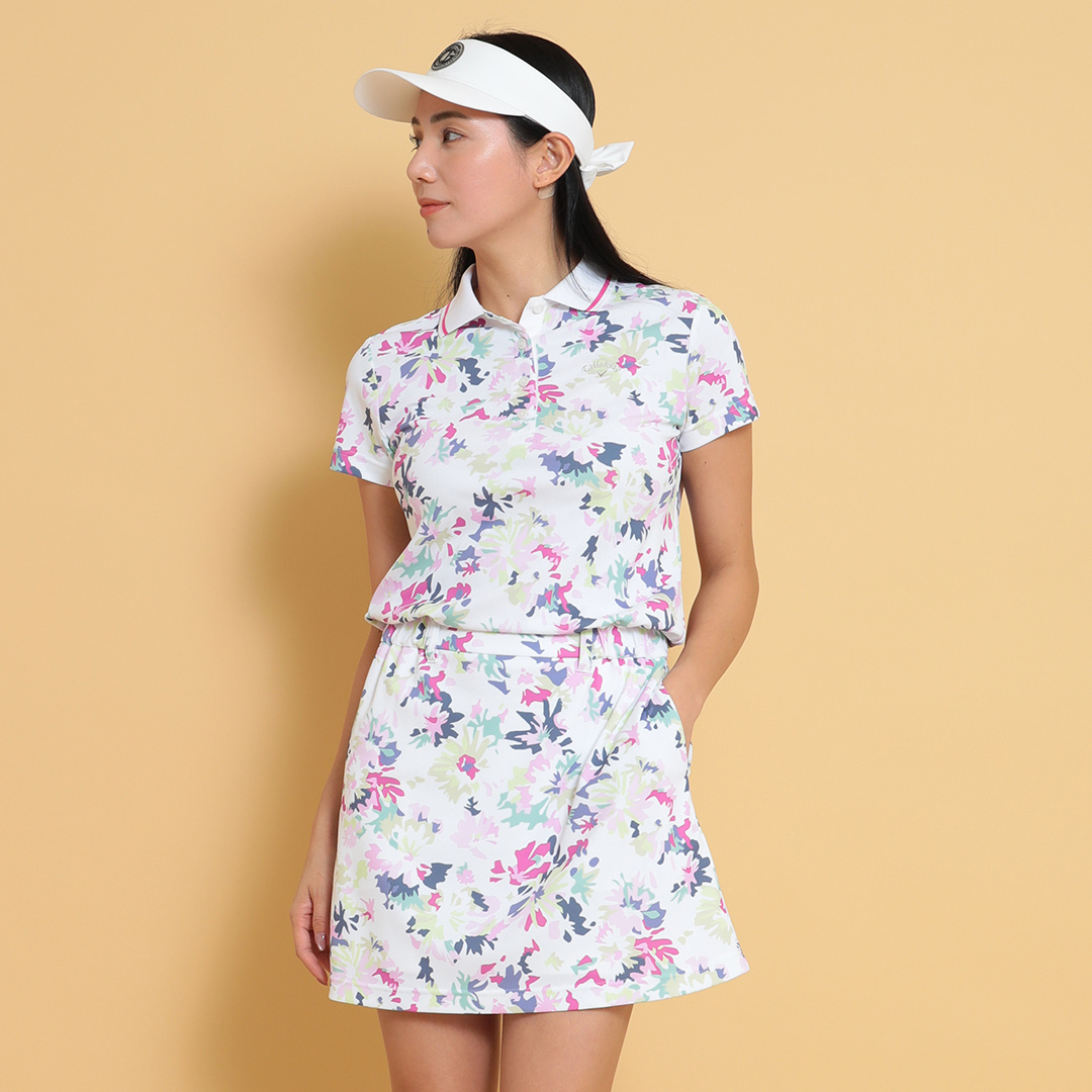 Callaway 花柄ポロワンピース LLサイズ CALLAWAY キャロウェイ 半袖