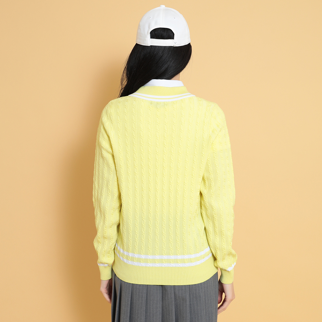 Vネックケーブルニット (WOMENS)