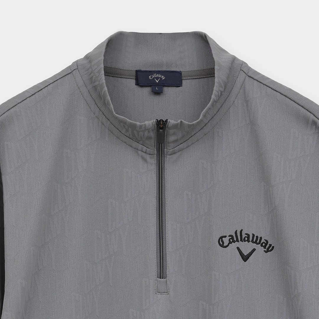ロゴジャカードハーフジップ長袖モックネック (MENS)