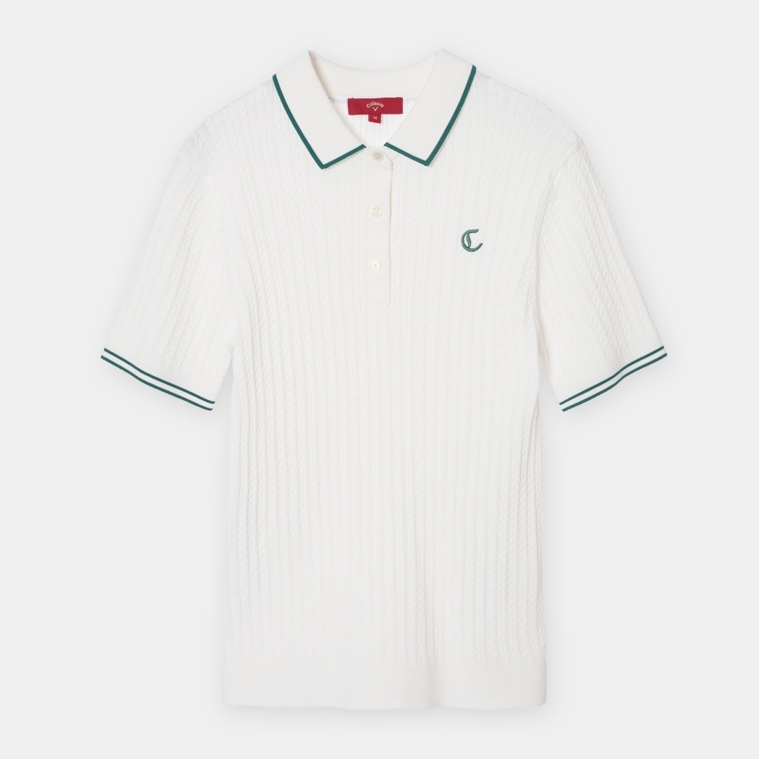 ハイゲージケーブルニットポロシャツ (WOMENS)