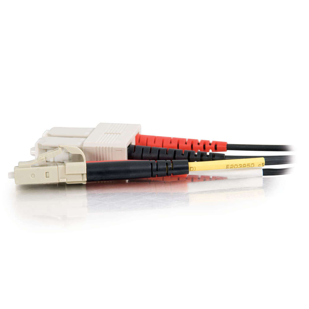 LC-SC 50/125 OM2 Duplex Multimode Fiber Optic Cable - Plenum CMP-Rated - Black