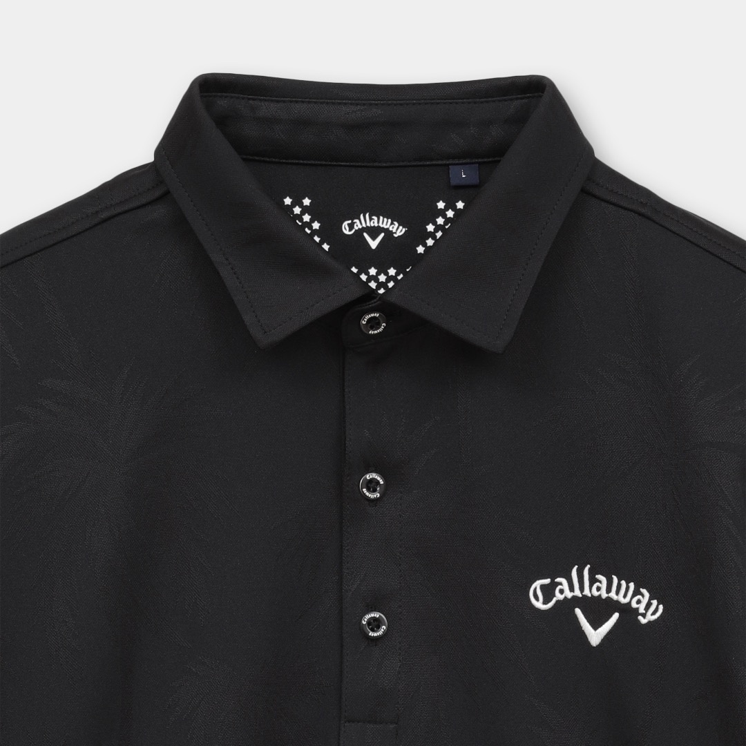 ヤシの木柄同色ジャカード半袖シャツ ※4Lサイズあり (MENS)