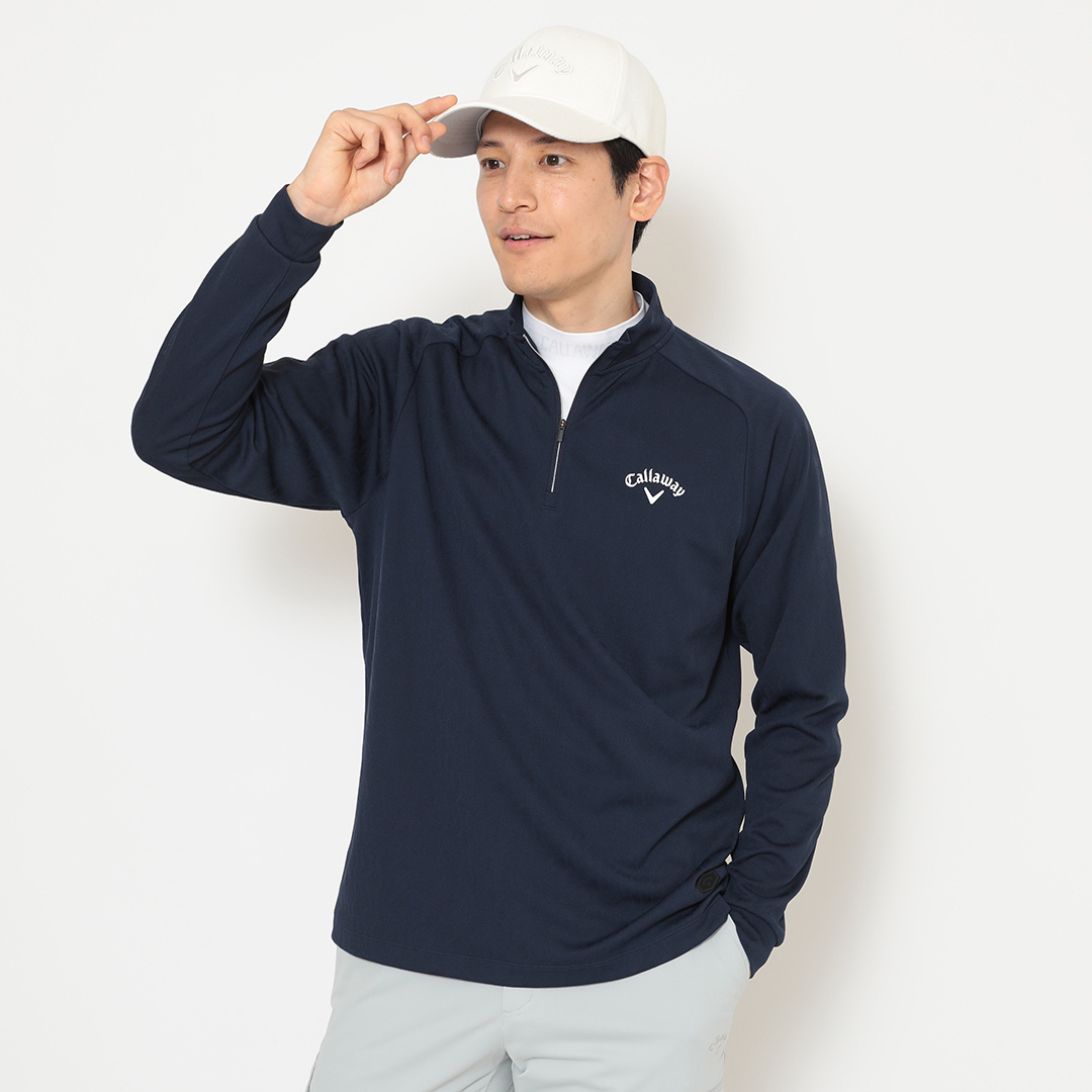 PGG ハーフジップ ネイビーモックネックシャツ PGG ハーフジップ ネイビーモックネックシャツ PGG ハーフジップ