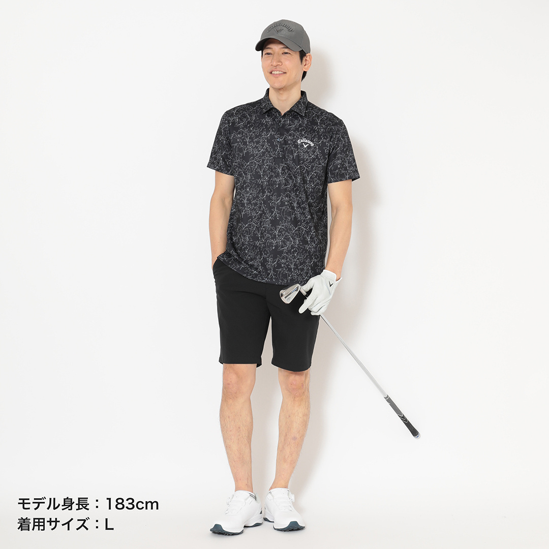 ハニカムメッシュ花柄半袖シャツ (MENS)