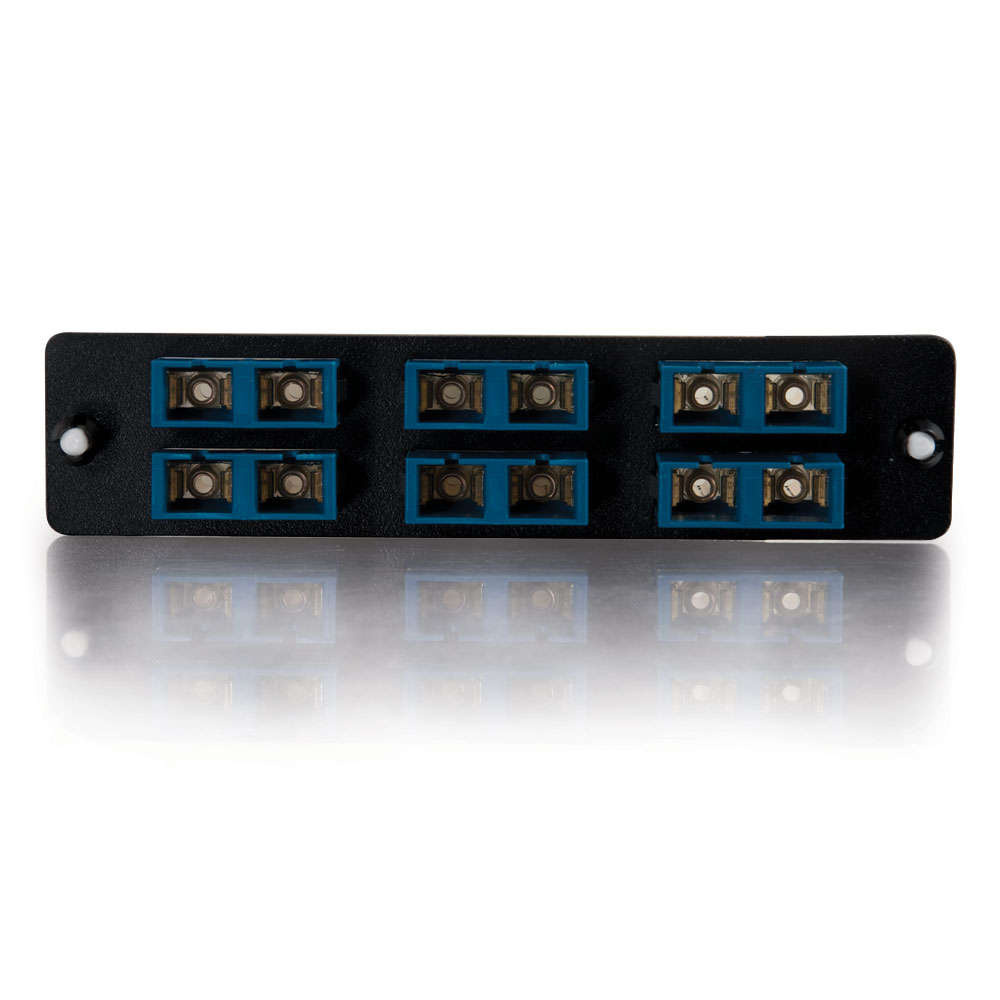12-Strand, SC Duplex, Zirconia Insert, Single-Mode, Blue Adapter Panel