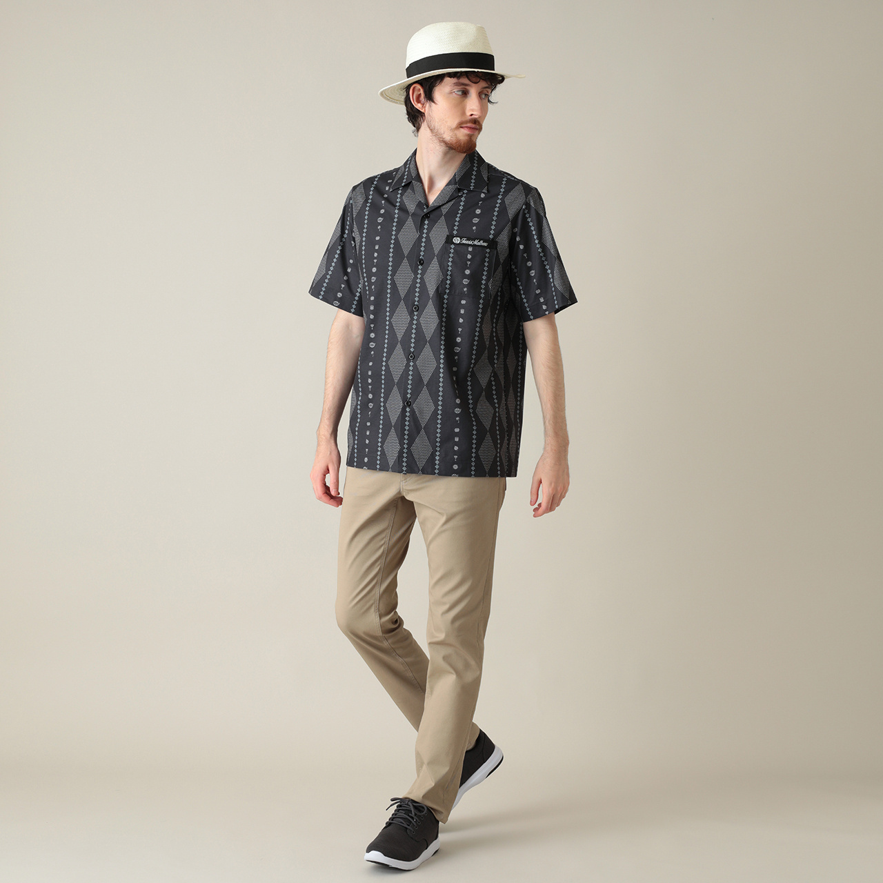 半袖オープンカラープリントシャツ(MENS)
