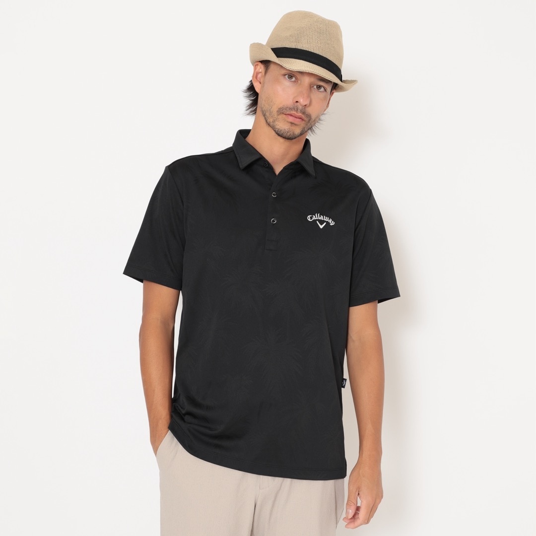 ヤシの木柄同色ジャカード半袖シャツ ※4Lサイズあり (MENS)