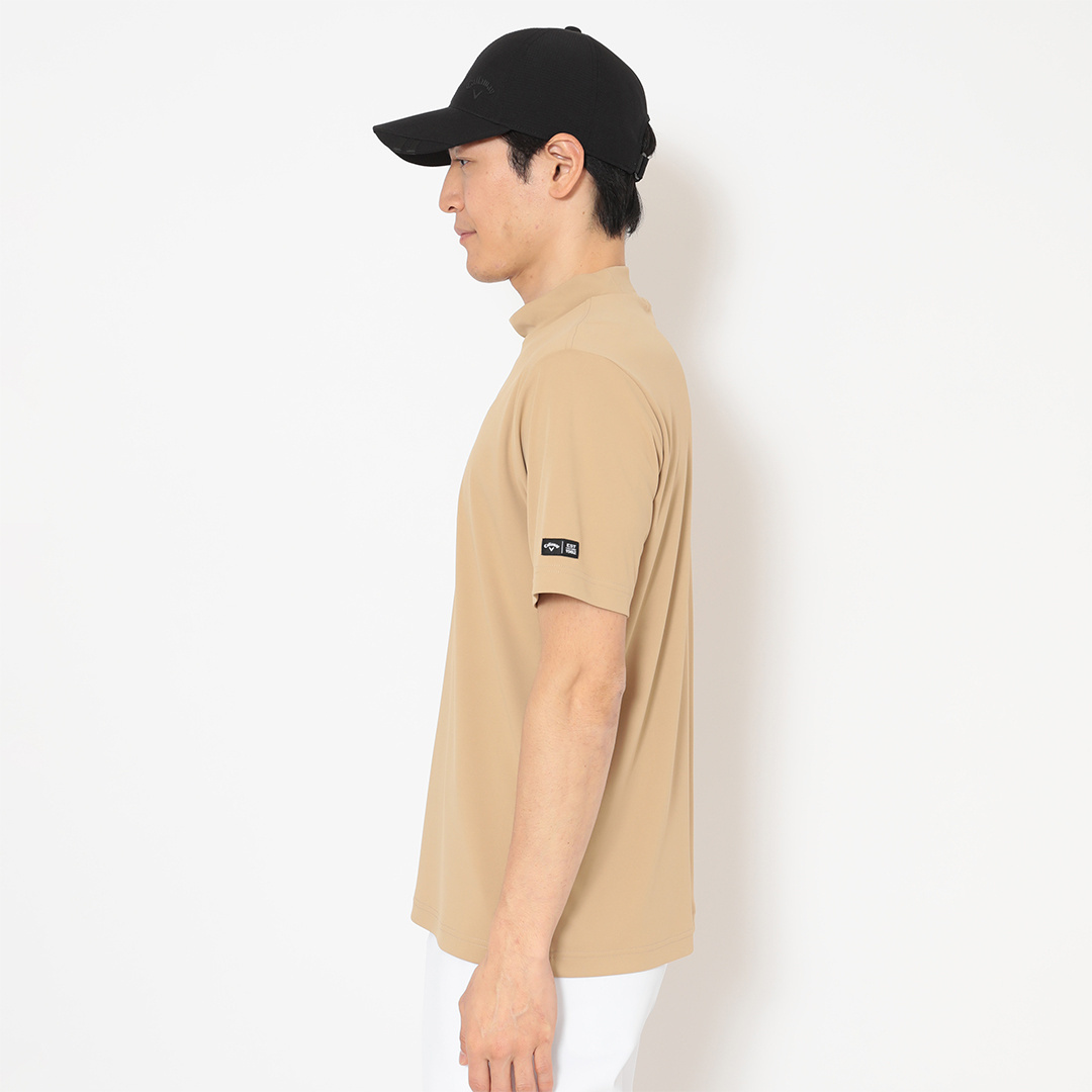 【早い者勝ち✨】ディッセンバーメイ メンズ 半袖 モックネック M ベージュ系 ポリエステルスムース半袖モックネックシャツ (MENS)