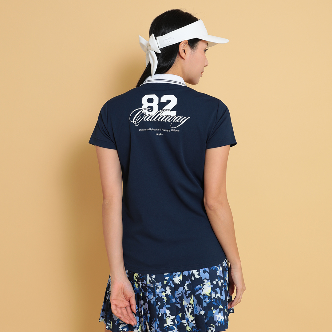 ロゴプリントポロシャツ 半袖 レディース DEVICE ポロシャツ ポロ ビッグシルエット カレッジロゴ