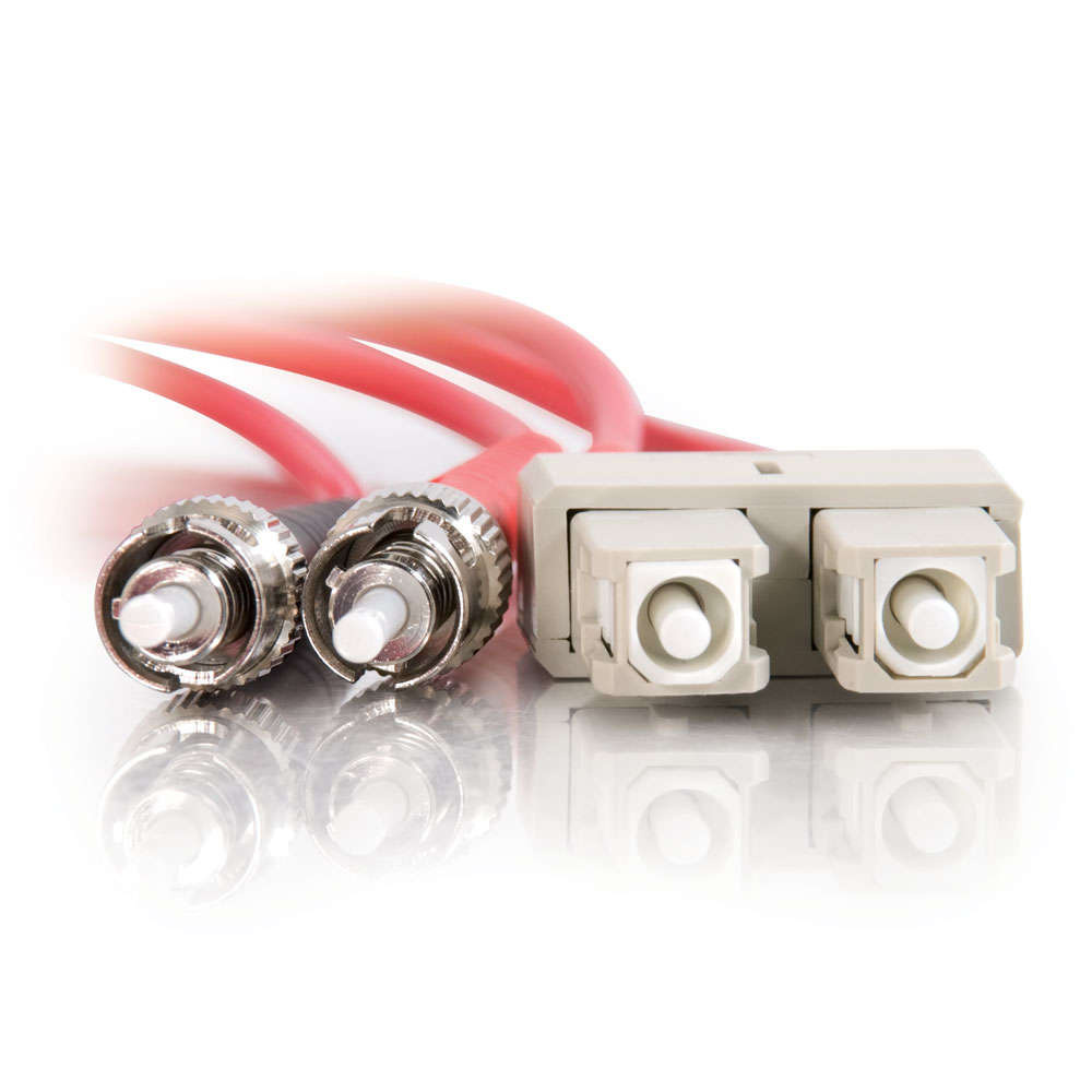SC-ST 50/125 OM2 Duplex Multimode Fiber Optic Cable - Plenum CMP-Rated - Red