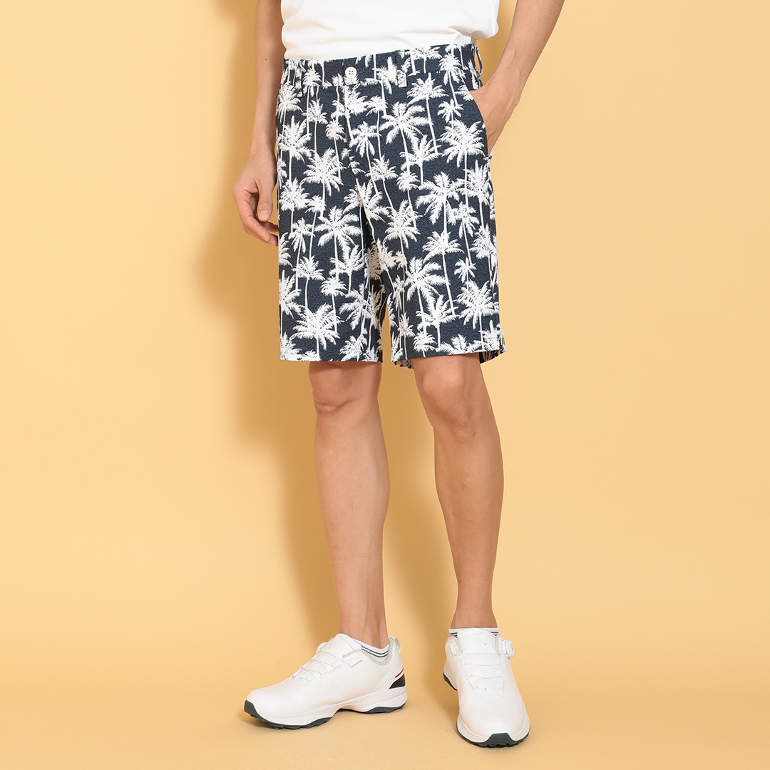 2WAYストレッチドビーヤシ柄ショートパンツ (MENS)