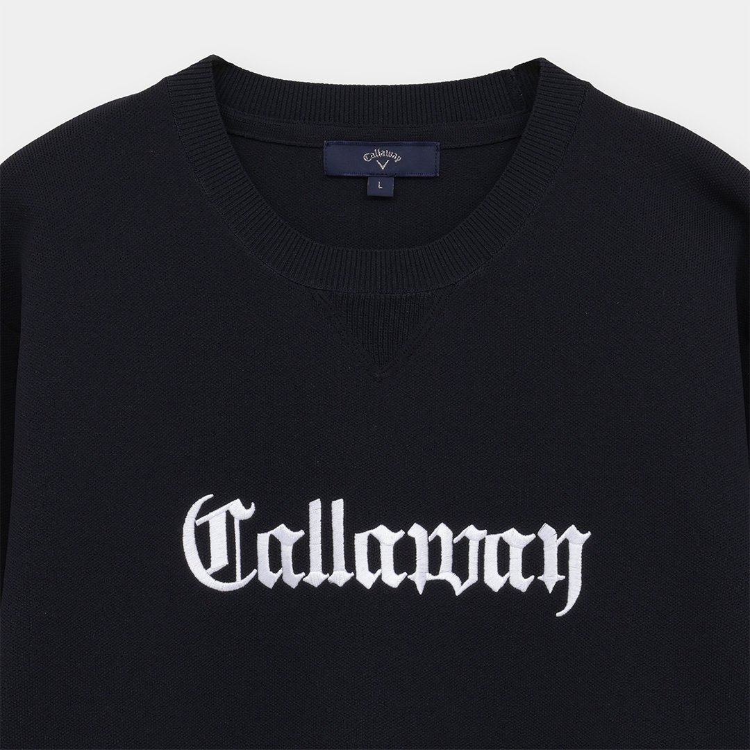 カノコ編みポリエステルクルーネックニット (MENS)