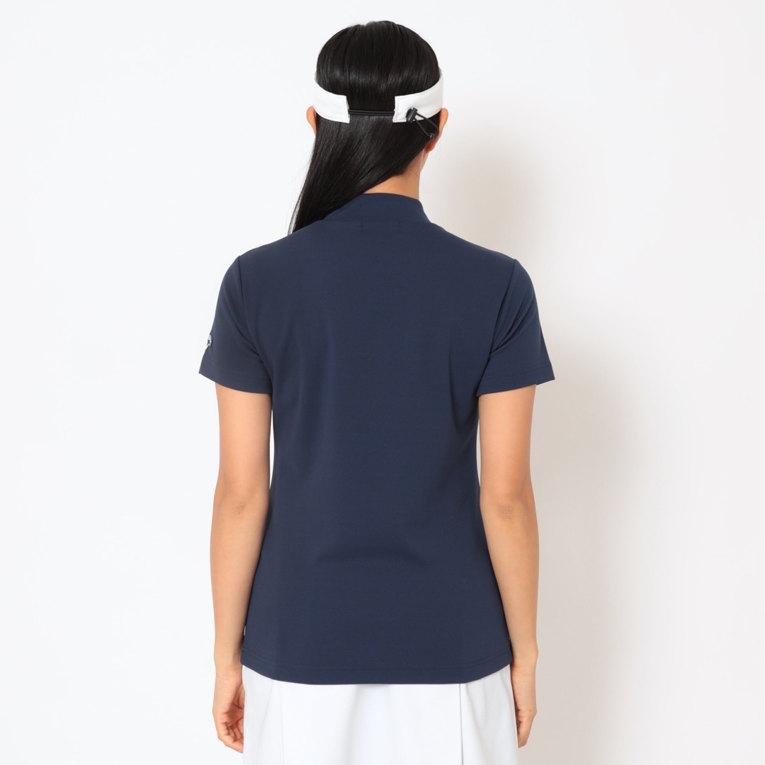 ポリエステルスムース半袖モックネックシャツ (WOMENS)