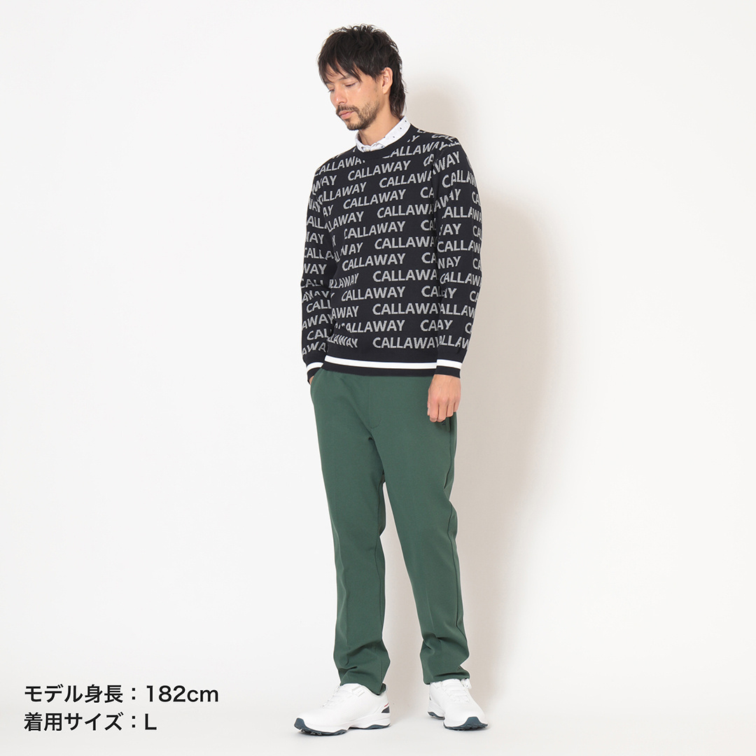 ロゴジャガードポリエステルクルーネックニット (MENS)