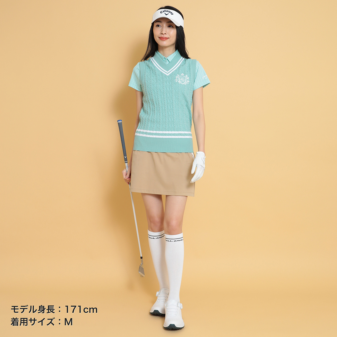 Vネックケーブルニットベスト (WOMENS)