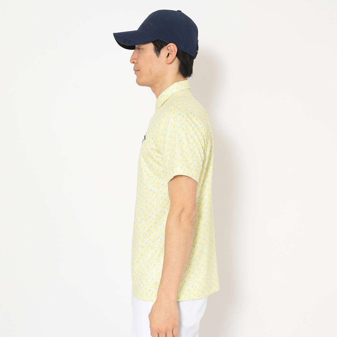ハニカムメッシュ小花柄半袖シャツ (MENS)