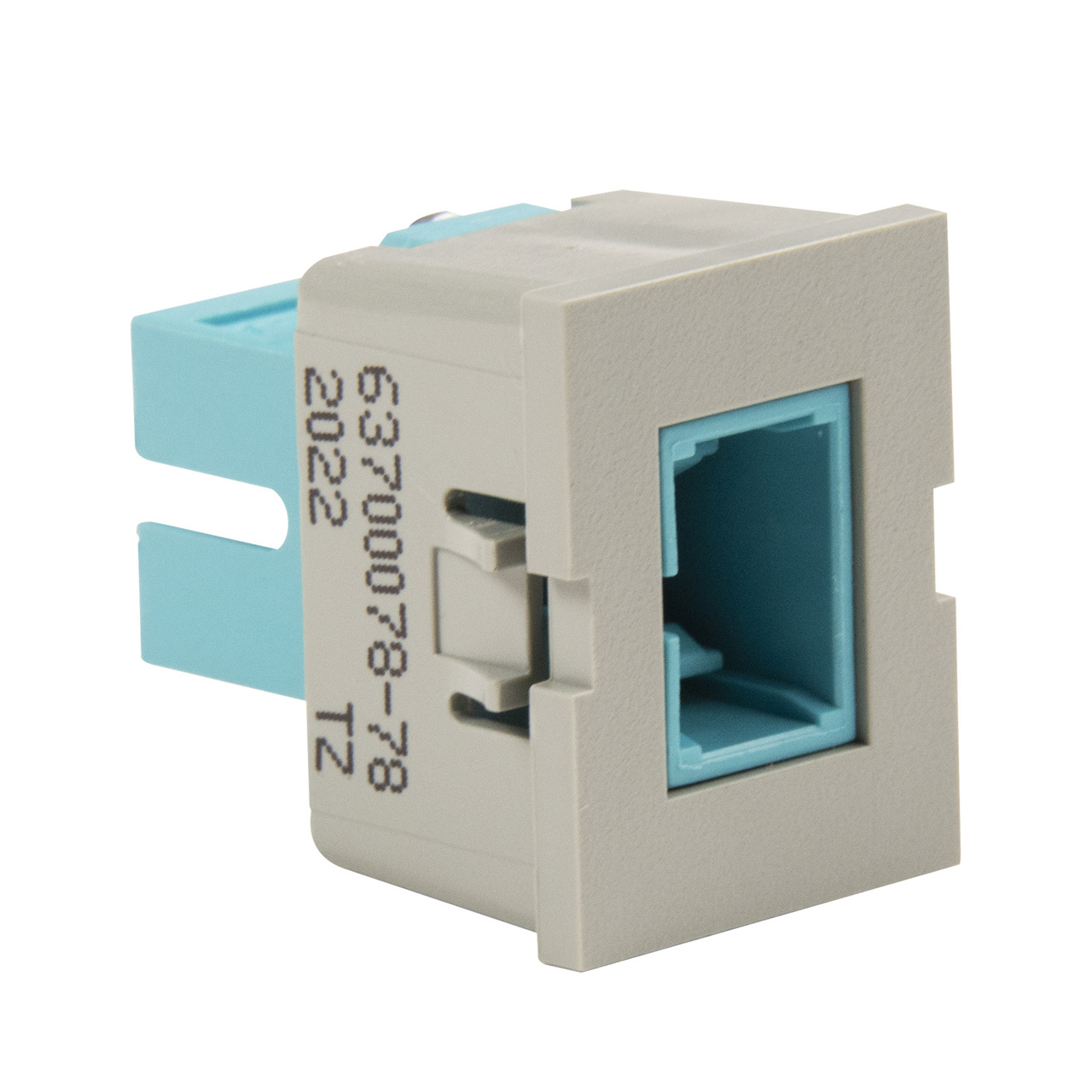 TracJack module 1-sc simplex multimode aqua adapter with dark gray housing