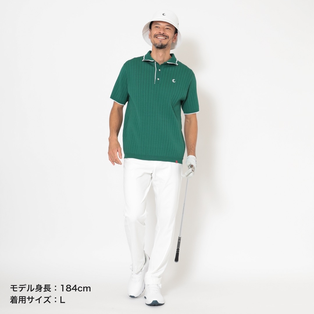 ハイゲージワイドリブニットポロシャツ (MENS)