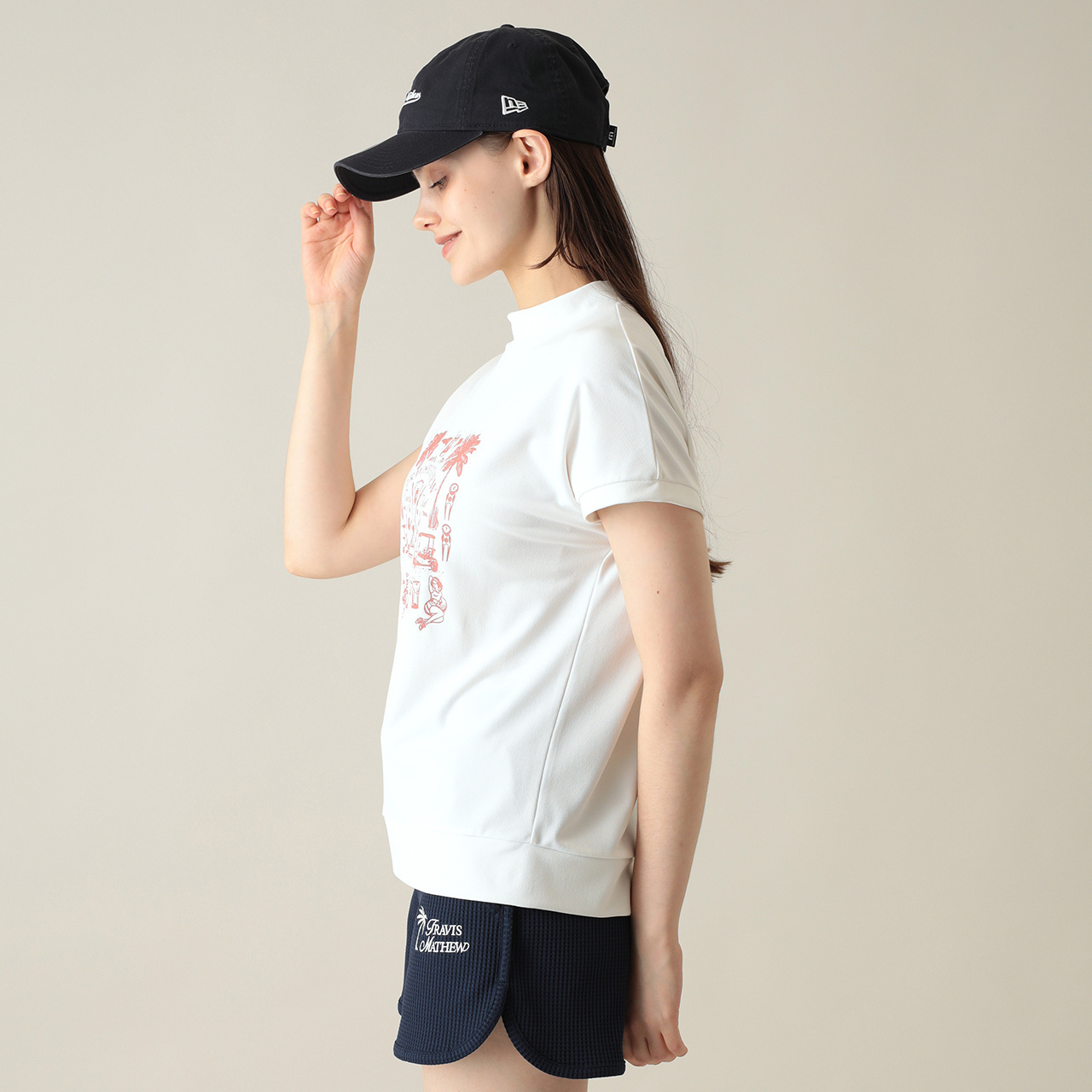 遮熱UVカット フレンチスリーブリラックスモックネック(WOMENS)