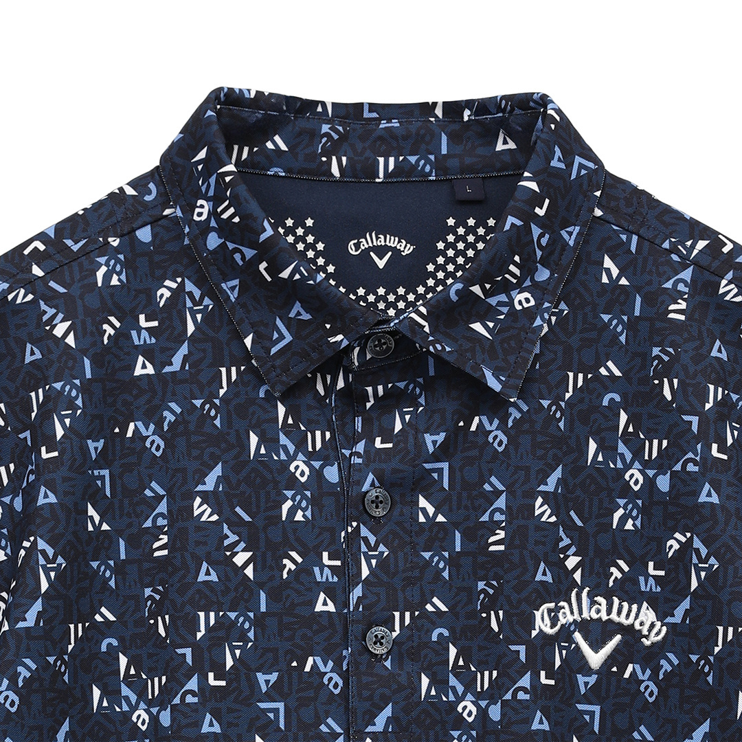 幾何学ロゴプリントカノコシャツ ※4Lサイズあり (MENS)