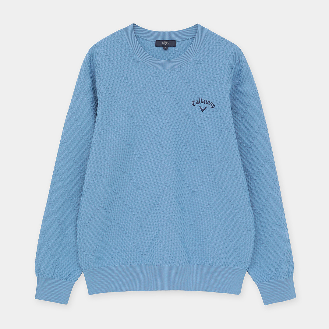 リンクス編みクルーネック長袖ニット (MENS)