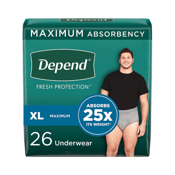 Depend Maximum Underwear for Men, X-Large - 26/bag (KC47933T Health & Beauty Health Care Incontinence Aids) photo