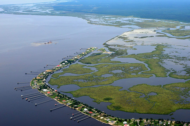 Aerial view of coastal Louisiana