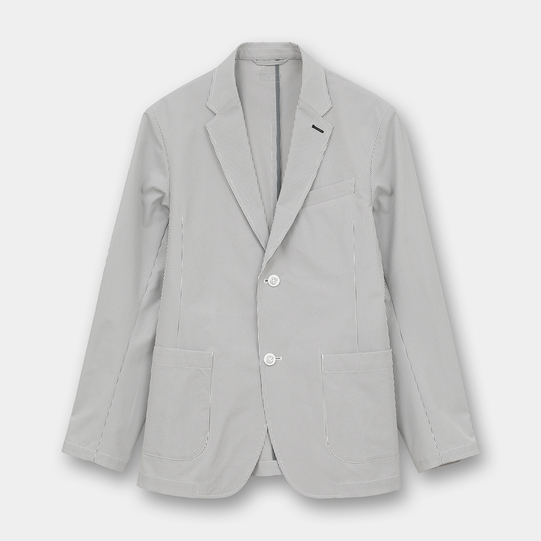 【美品：Theory】高機能シアサッカー ジャケット「M：ホワイトグレー」 8WAYストレッチシアサッカージャケット (MENS)