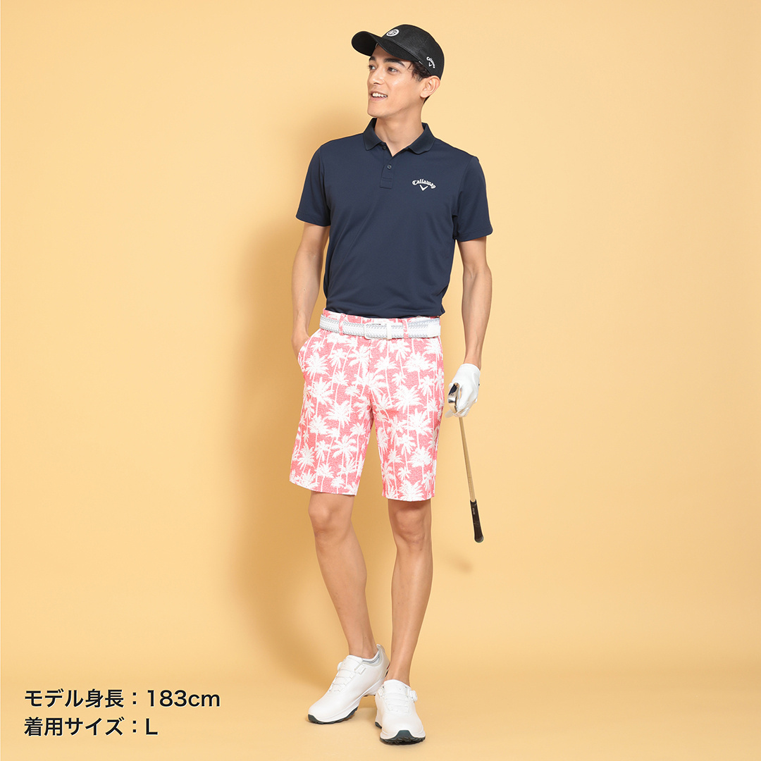 2WAYストレッチドビーヤシ柄ショートパンツ (MENS)