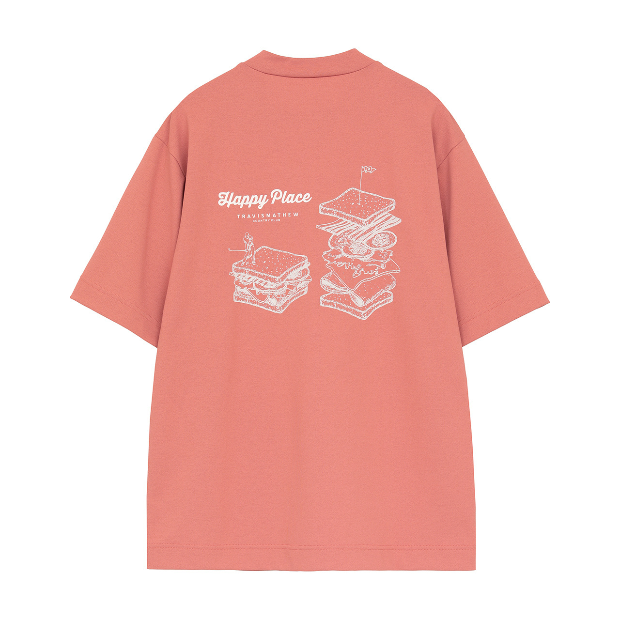 半袖バックプリントリラックスモックネック(MENS)