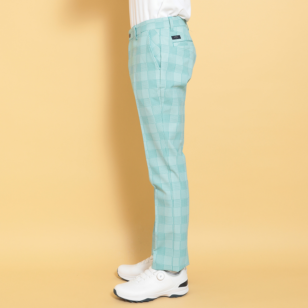 2WAYストレッチピケチェック柄テーパードパンツ (MENS)
