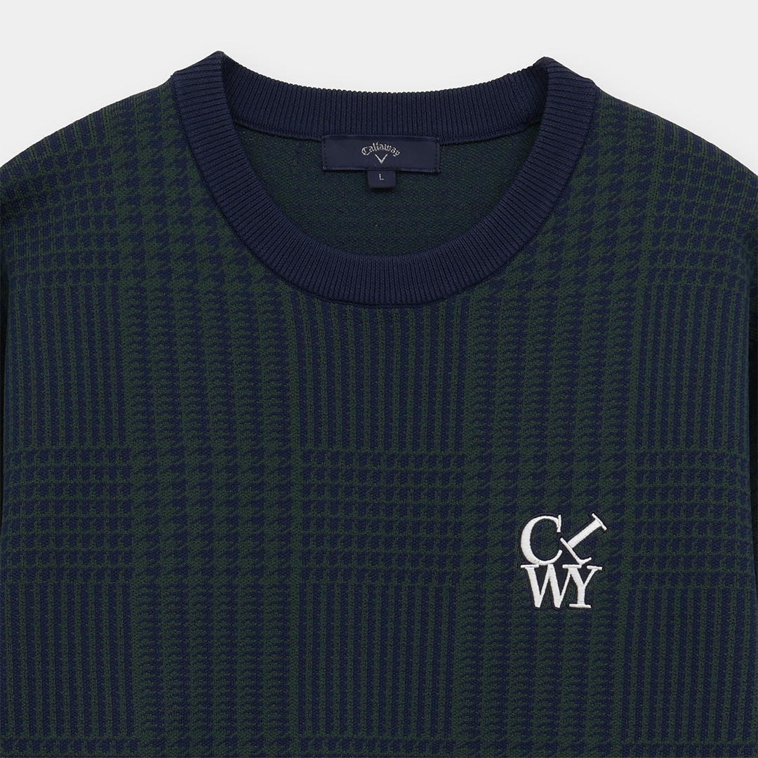 チェック柄ジャガードポリエステルニット (MENS)
