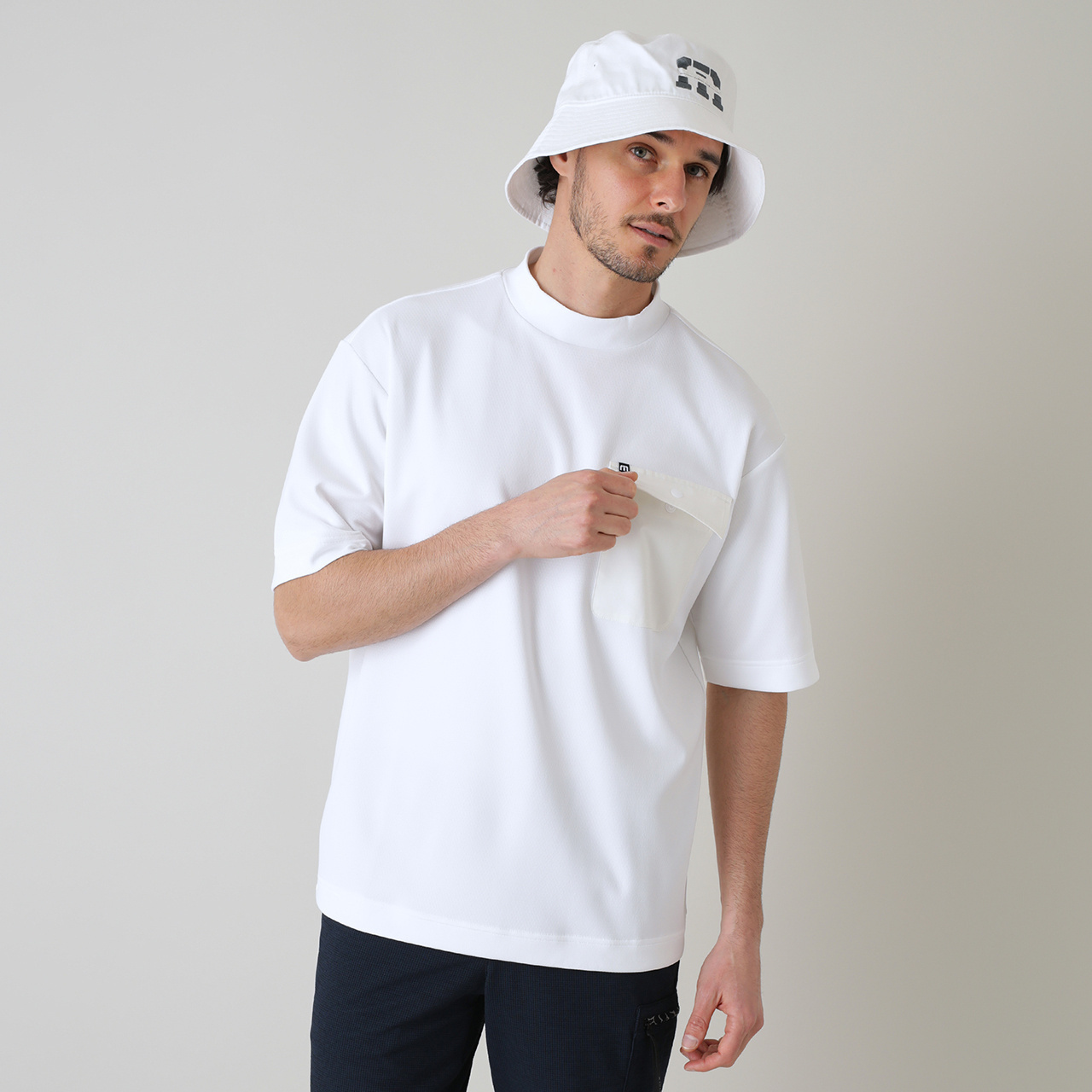 リラックスシルエット半袖PKモックネック(MENS)