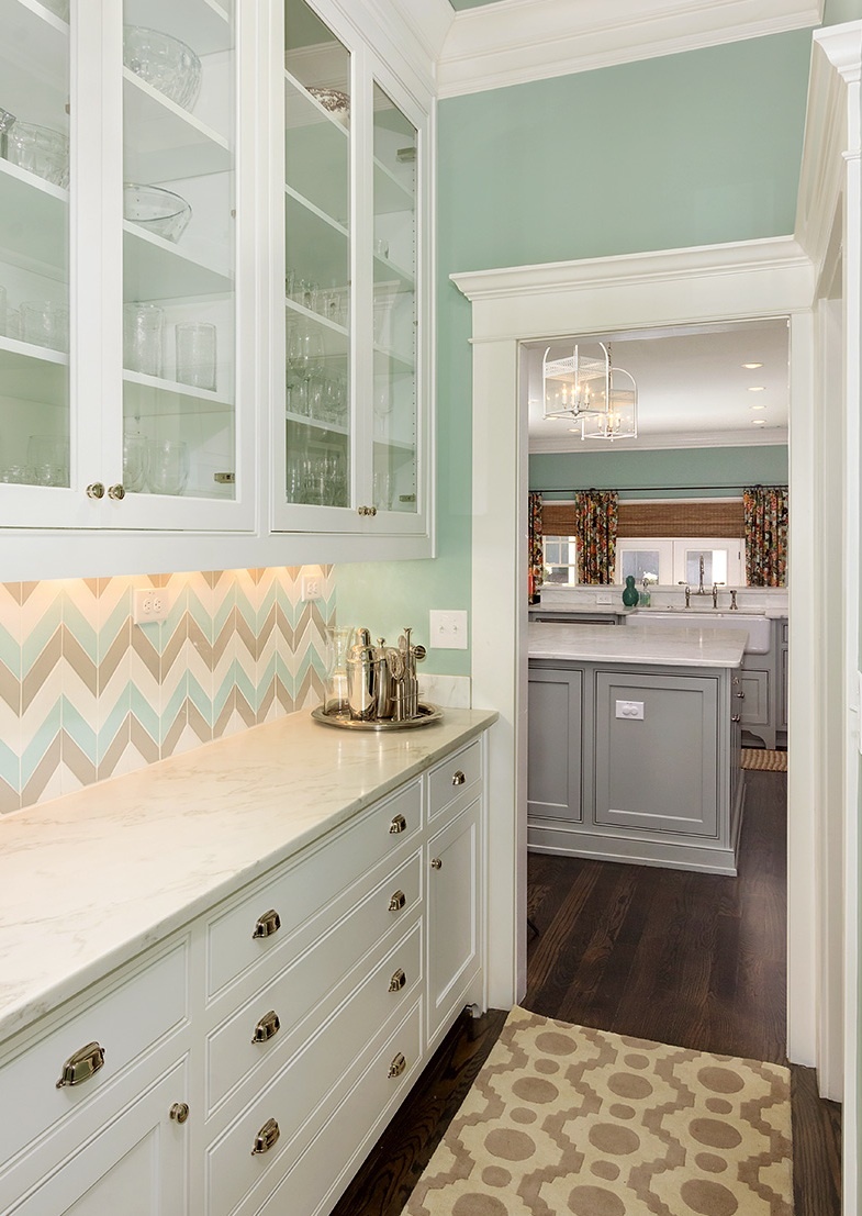 Not only can you play with color, but play with tile patterns as well. decorating with color in the butler's pantry