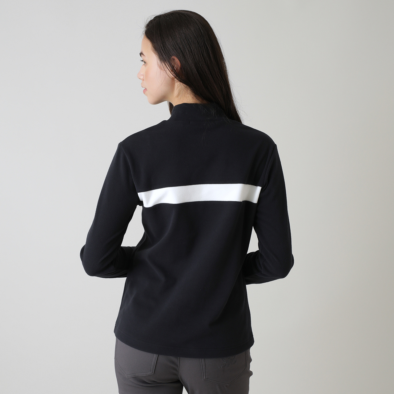 長袖チェストストライプモックネック(WOMENS)