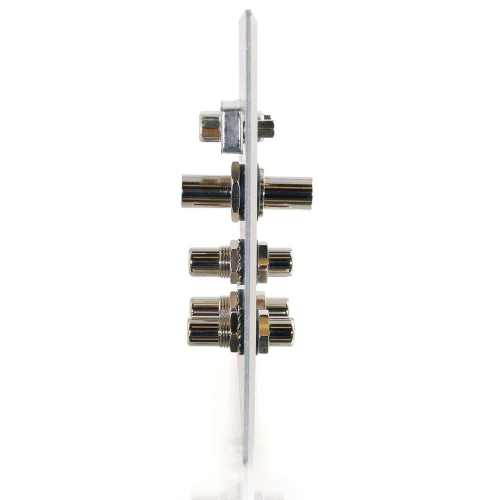 VGA, 3.5mm Audio, Composite Video and RCA Stereo Audio Pass Through Double Gang Wall Plate with Four Keystones - Brushed Aluminum