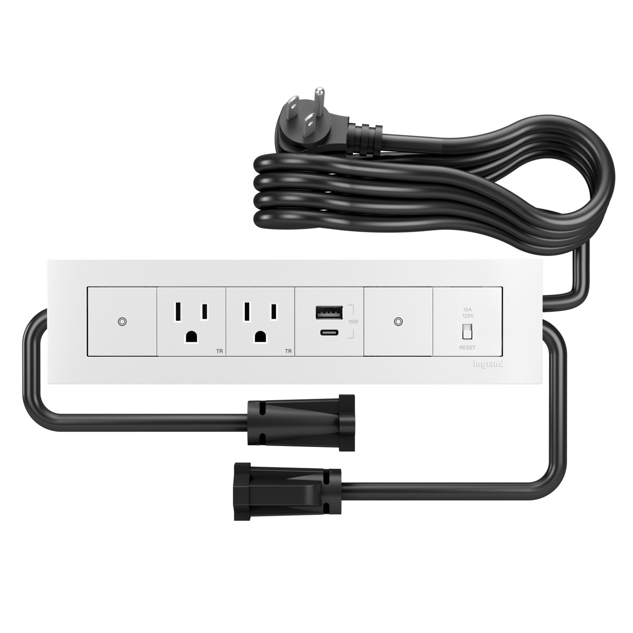 dash Furniture Power Center, 2 Outlet, 1 USB, and 2 Switch, White