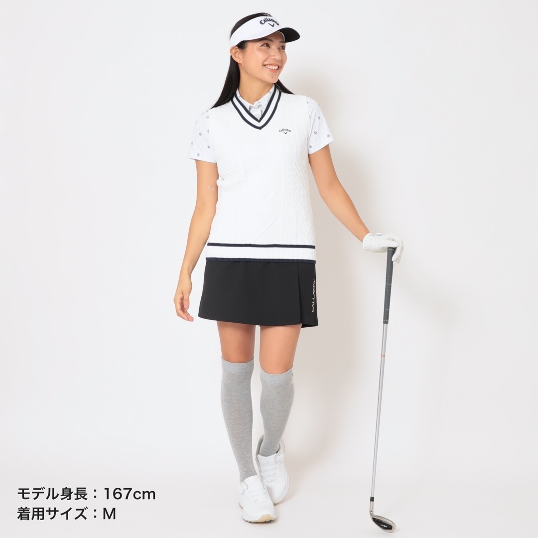 ケーブル編みVネックニットベスト (WOMENS)