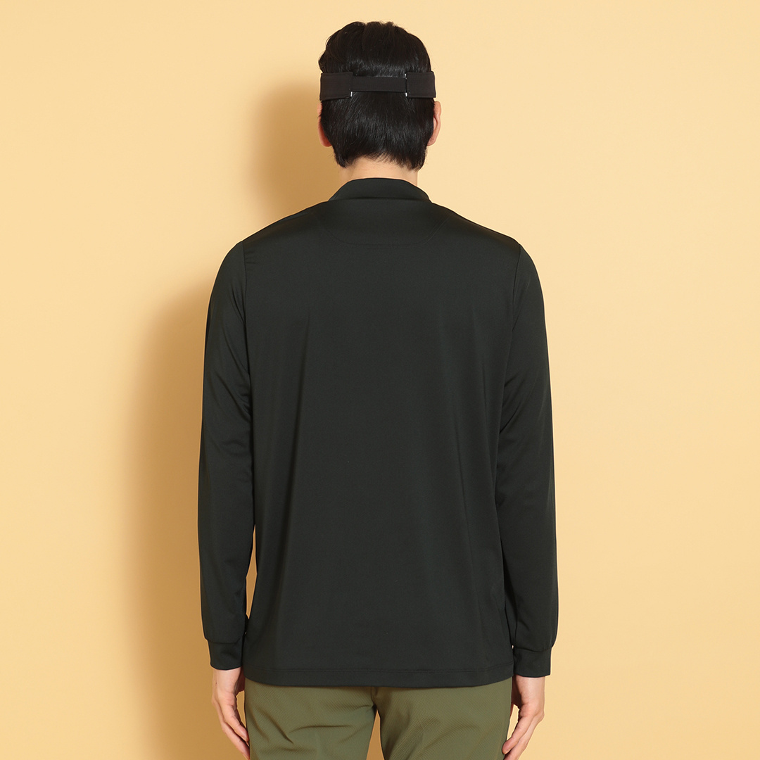 ストレッチスムース長袖モックネックシャツ (MENS)