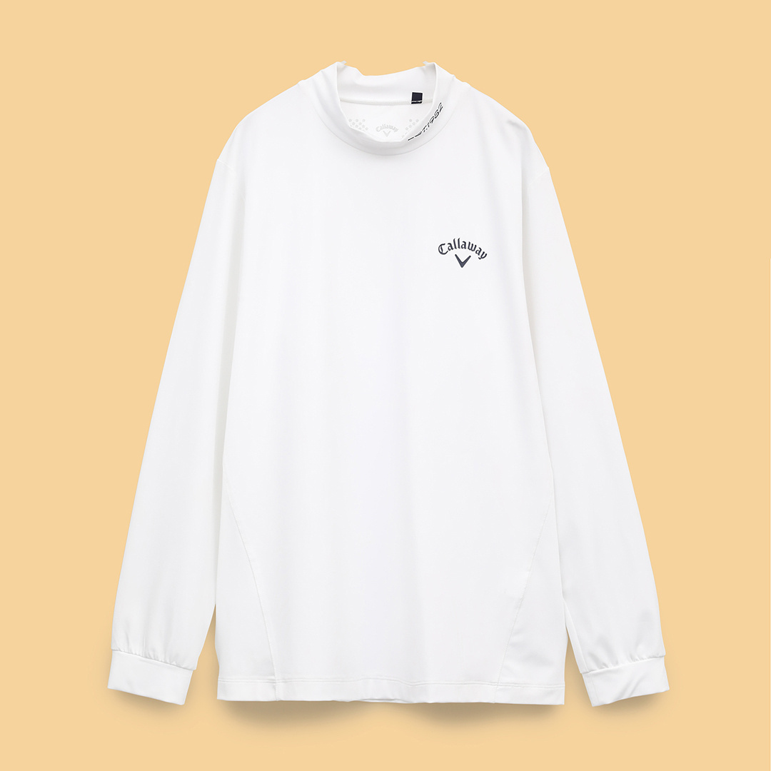 ストレッチスムース長袖モックネックシャツ (MENS)