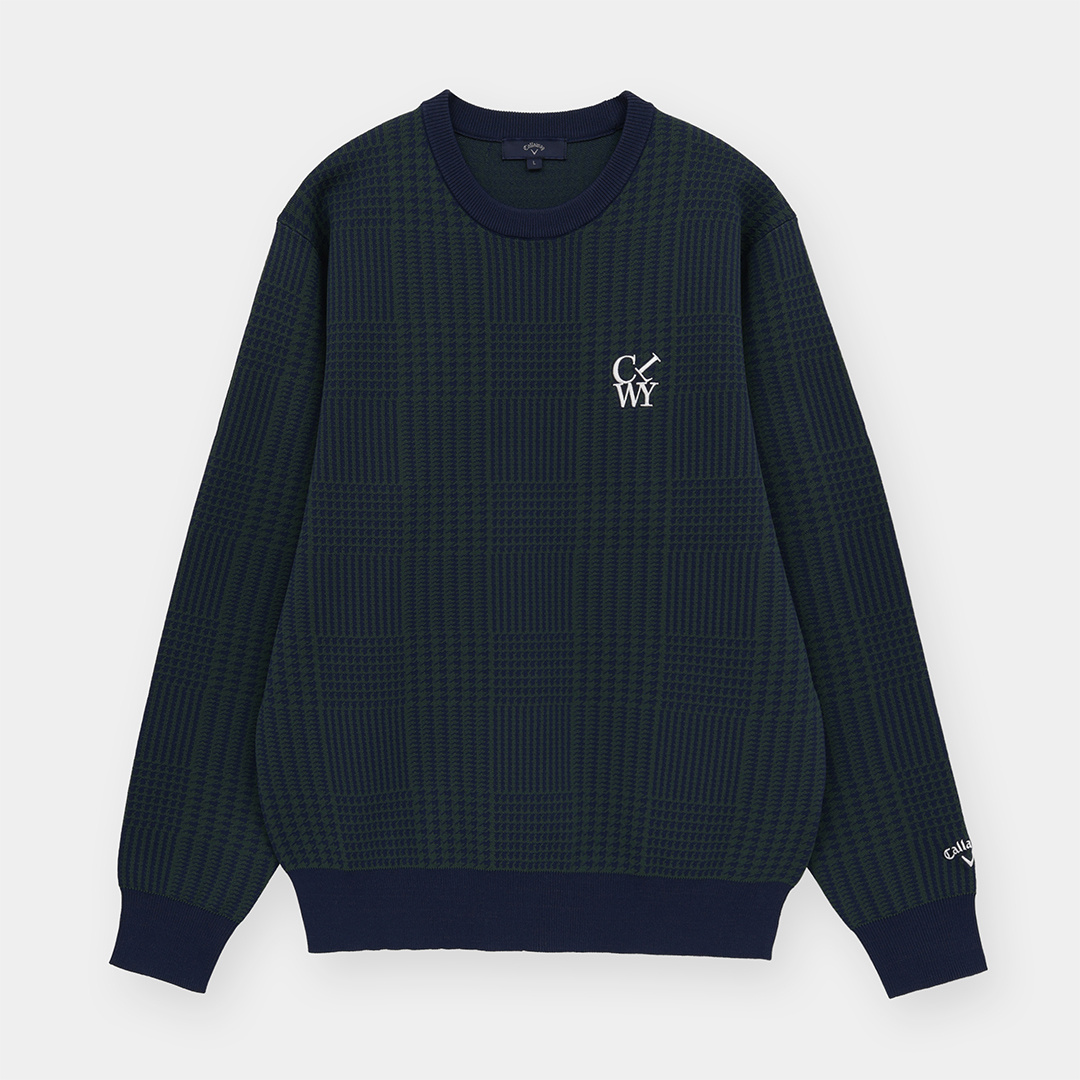 チェック柄ジャガードポリエステルニット (MENS)