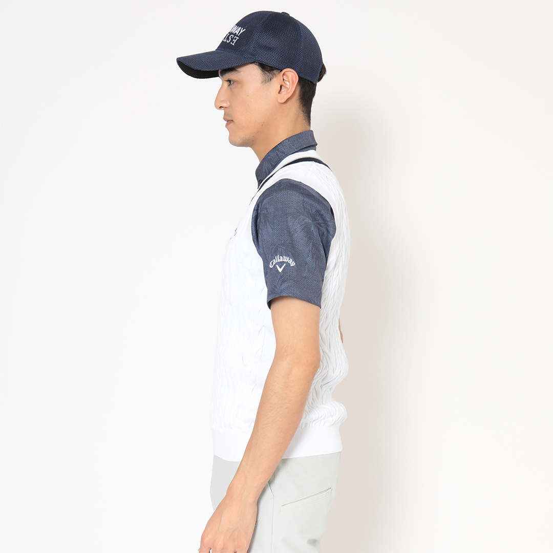 ミニケーブル編みVネックニットベスト (MENS)