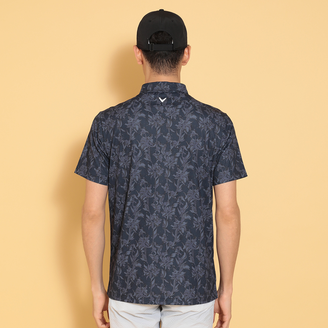 ポリエステルピケ花柄半袖シャツ (MENS)