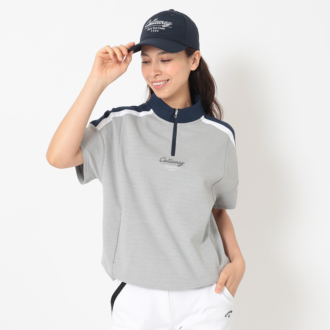 半袖ハーフジップモックネックポンチシャツ (WOMENS)