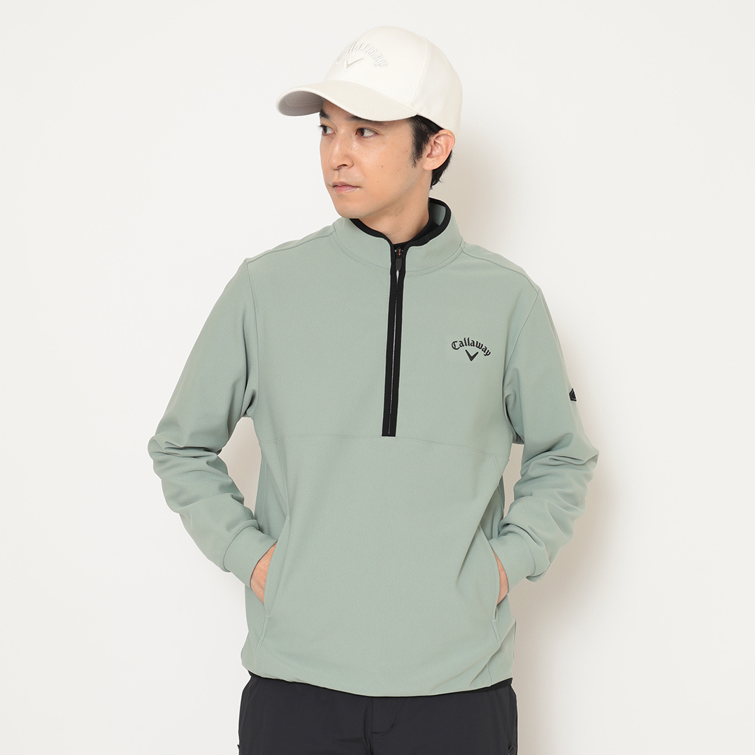 裏起毛ハーフジップモックネックシャツ ※4Lサイズあり (MENS) C25233109