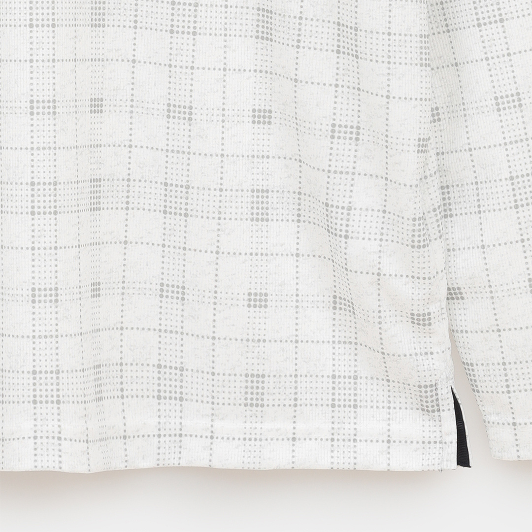 ポリエステルピケチェック柄長袖シャツ (MENS)