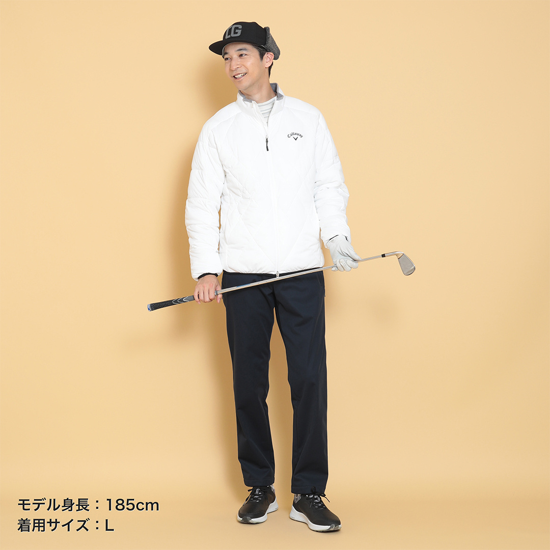 M キャロウェイ 中綿ボディ×ストレッチフリース ゴルフジャケット ホワイト系 Callaway キャロウェイアパレル ゴルフウェア メンズ 中綿