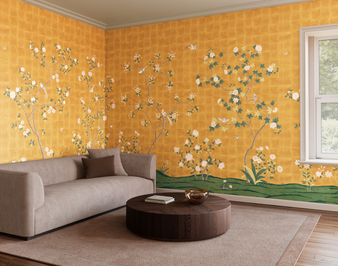Promenade in Antique Bloom on Star Dusk Silk | Phillip Jeffries